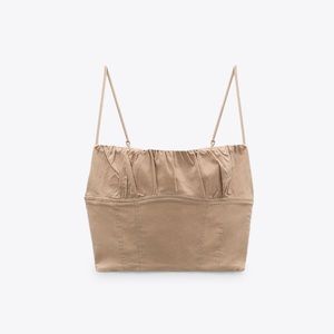 Zara Linen Blend Crop Top NWOT